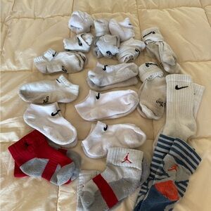 Bundle of Nike Kids Socks in White, Gray, and Red